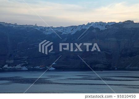 Santorini before dawn as seen from a cruise ship 93810450