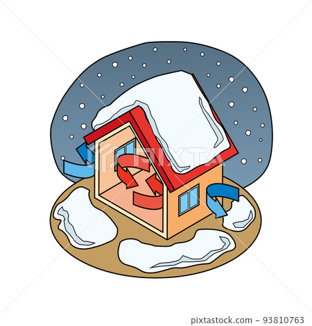 Airtight insulation house covered with snow 93810763