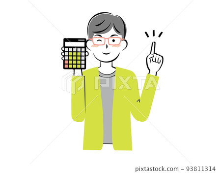 拿著計算器 3c 的年輕人 拿著計算器 3c 的年輕人 93811314