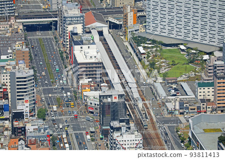 Trains leaving Shin-Imamiya Station Trains leaving Shin-Imamiya Station 93811413