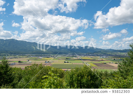 Distant view of Furano city from Heart Hill Park observatory 93812303