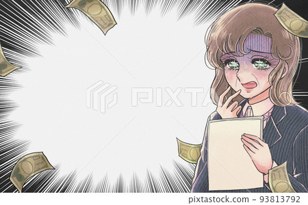 Manga-style, fictitious billing, eye-catching middle-aged woman who was a victim of fraud 93813792