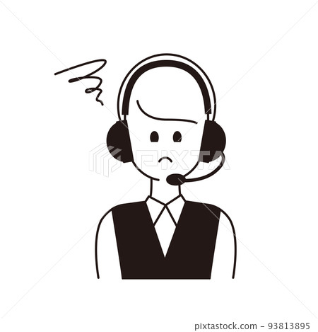 Upper body of a female operator with a troubled face Upper body of a female operator with a troubled face 93813895
