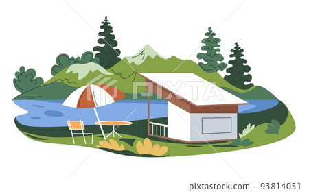 Eco resort, house for resting by lake or river 93814051