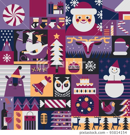 Christmas holiday pattern, Santa and wreath vector Christmas holiday pattern, Santa and wreath vector 93814154