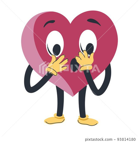 Shocked or surprised heart character, gasping 93814180