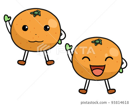 擬人化橙子的兩個字符的插圖 擬人化橙子的兩個字符的插圖 93814618