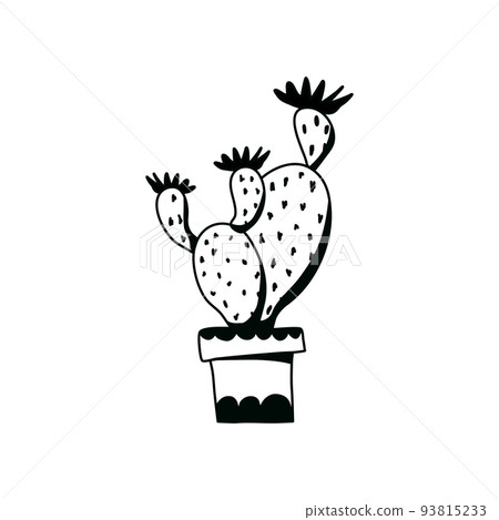 Cactus doodle outline. Element of the nature of plant. Vector hand draw icon. 93815233
