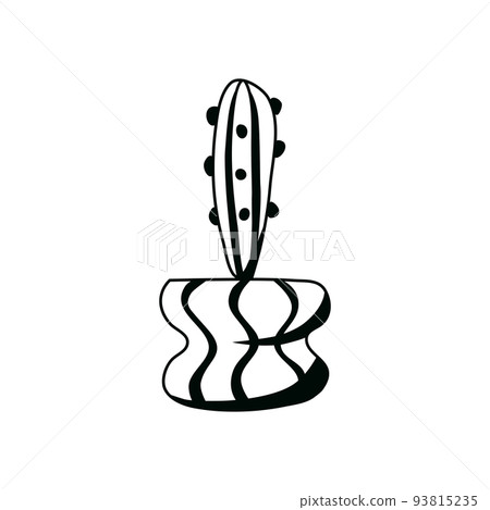 Cactus doodle outline. Element of the nature of plant. Vector hand draw icon. 93815235