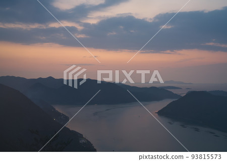 "Okayama Prefecture" Setonaikai National Park Dawn seen from Mt. 93815573