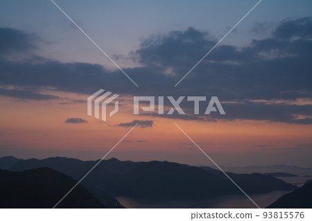 "Okayama Prefecture" Setonaikai National Park Dawn seen from Mt. 93815576