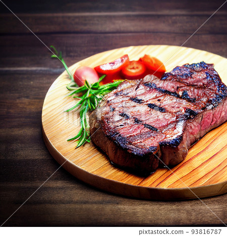 grilled ribeye steak on wooden board grilled ribeye steak on wooden board 93816787