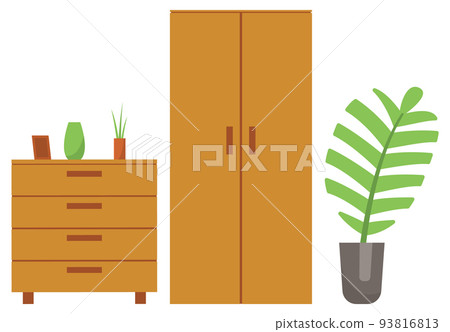 Wooden Furniture and Decoration of Home Vector Wooden Furniture and Decoration of Home Vector 93816813