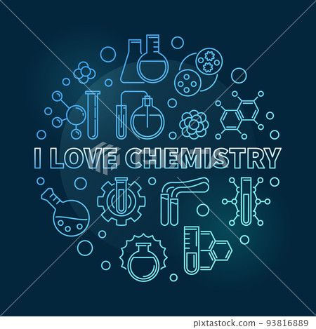 I Love Chemistry vector blue concept linear round illustration I Love Chemistry vector blue concept linear round illustration 93816889