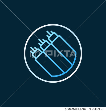 Fiber optic in circle vector colored icon in thin line style 93816930