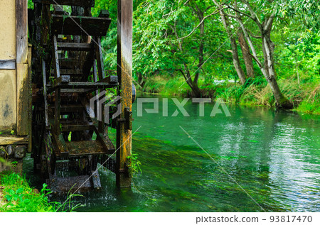 Riverside scenery with waterwheels Azumino Daio Wasabi Farm Riverside scenery with waterwheels Azumino Daio Wasabi Farm 93817470