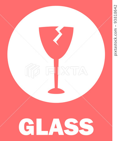 Glass Garbage Sorting Sign Circle with Icon Vector 93818642