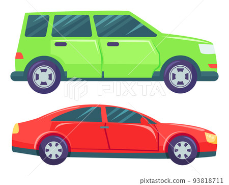 Cars Isolated on White, Minivan and Hatchback Cars Isolated on White, Minivan and Hatchback 93818711