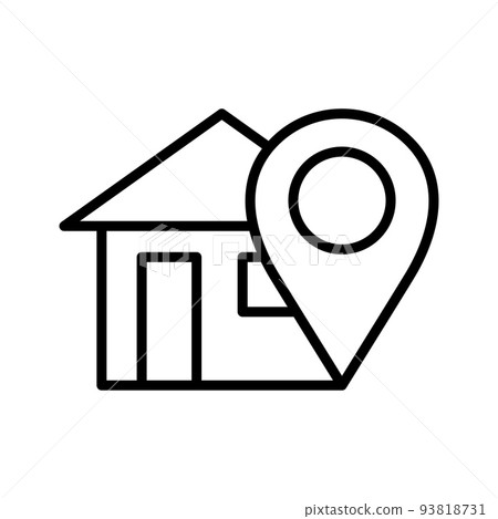 Home location icon. Location point of home. Geolocation mark on the map. Home location icon. Location point of home. Geolocation mark on the map. 93818731