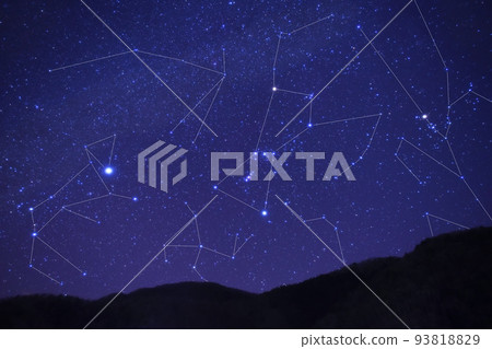 Winter starry sky (with constellation line) 93818829