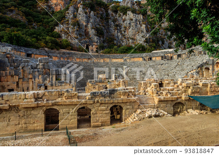 Ruins of ancient Greek-Roman theatre of Myra in Demre, Antalya province in Turkey 93818847