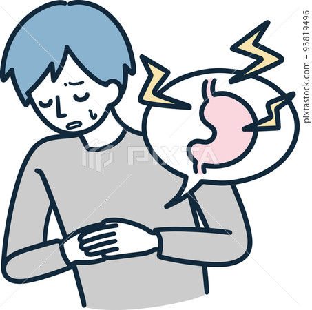 一個患有胃痛的人簡單的插圖 93819496