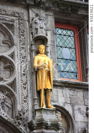 historic details of the old town of Brugge, Belgium  93819821