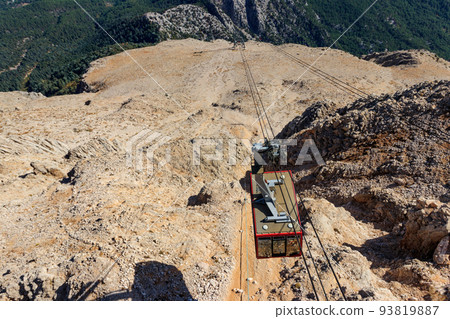 Cable car on ropeway leading to a top of Tahtali mountain in Antalya province, Turkey Cable car on ropeway leading to a top of Tahtali mountain in Antalya province, Turkey 93819887