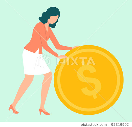 Woman with Gold Coin Dollar Cash Money Vector Woman with Gold Coin Dollar Cash Money Vector 93819992