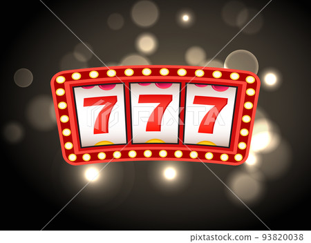 Casino Icon with Sparkling Red Triple Seven 93820038