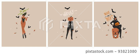 Hand drawn abstract vector graphic clipart illustrations,Halloween holiday costume party adult people characters collection set.Creepy Halloween design poster concept.Happy Halloween contemporary art. Hand drawn abstract vector graphic clipart illustrations,Halloween holiday costume party adult people characters collection set.Creepy Halloween design poster concept.Happy Halloween contemporary art. 93821080