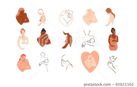 Hand drawn vector abstract stock graphic contemporary line art,aesthetic fashion illustrations collection set with beautiful modern pregnant woman with a newborn in simple trendy style,for branding. Hand drawn vector abstract stock graphic contemporary line art,aesthetic fashion illustrations collection set with beautiful modern pregnant woman with a newborn in simple trendy style,for branding. 93821102