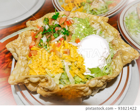 Mexican salad served at a Mexican restaurant in New Mexico, USA Mexican salad served at a Mexican restaurant in New Mexico, USA 93821422