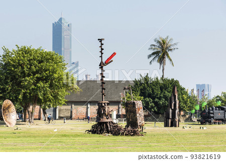 beautiful view of the Hamasen Railway Cultural Park in Kaohsiung, Taiwan, Many installation arts and retired steam locomotives are displayed here. beautiful view of the Hamasen Railway Cultural Park in Kaohsiung, Taiwan, Many installation arts and retired steam locomotives are displayed here. 93821619