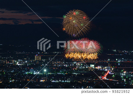 The Chikugo River Fireworks Festival as seen from the observation deck of Kora Taisha Shrine 93821932