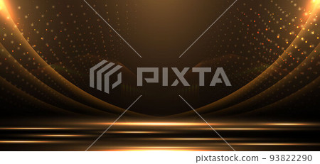 Elegant golden scene diagonal glowing with lighting effect sparkle on black background. Template premium award design. Elegant golden scene diagonal glowing with lighting effect sparkle on black background. Template premium award design. 93822290