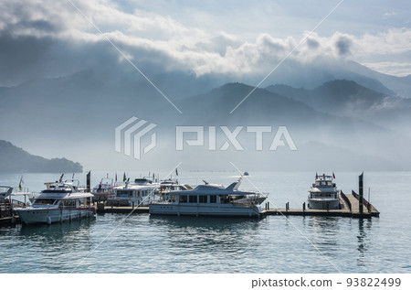 The scenery of the Yacht Marina at Sun Moon Lake in the morning is a famous attraction in Nantou, Taiwan. 93822499