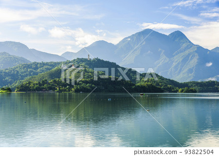 The scenery of Sun Moon Lake in the morning, it's a famous attraction in Nantou, Taiwan. 93822504