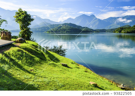 The scenery of Sun Moon Lake in the morning, it's a famous attraction in Nantou, Taiwan. 93822505