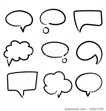 Blank dialog balloon for speech or conversation. Comic style hand drawn vector 93823194