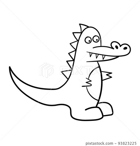 Coloring pages. Animals. Little cute alligator smiles. Cartoon crocodile 93823225