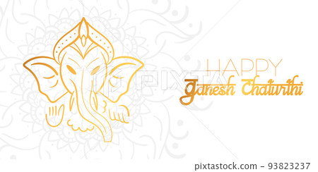 Happy Ganesh Chaturthi Festival Bacground Template with Lord Ganesha Head 93823237