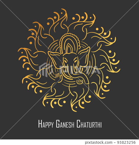 Happy Ganesh Chaturthi Festival Bacground Template with Lord Ganesha Head 93823256