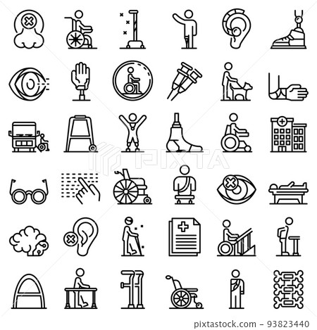 Handicapped icons set, outline style 93823440