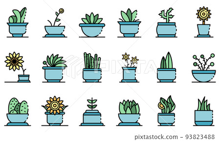Houseplants icons set vector flat 93823488