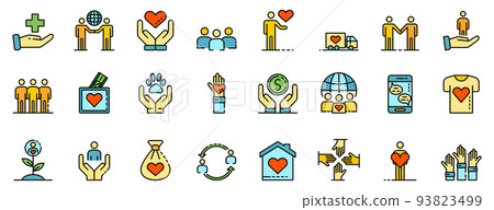 Volunteering icons set vector flat Volunteering icons set vector flat 93823499