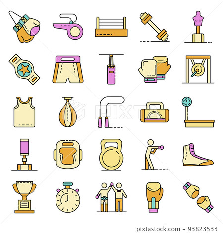 Boxing icons set vector flat 93823533