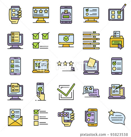 Online vote icons set vector flat Online vote icons set vector flat 93823538