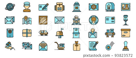 Postman icons set vector flat 93823572
