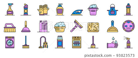 Cleaner equipment icons set vector flat 93823573